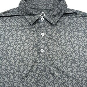 Deolax‎ Men's Short Sleeve Black Floral Stretch Medium Golf Polo Shirt